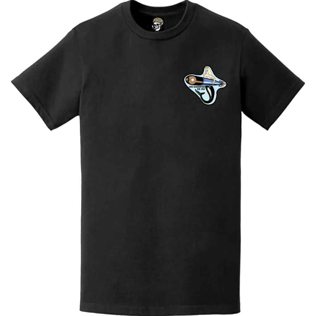 USS Queenfish (SS-393) Submarine Left Chest Logo Emblem T-Shirt Tactically Acquired   