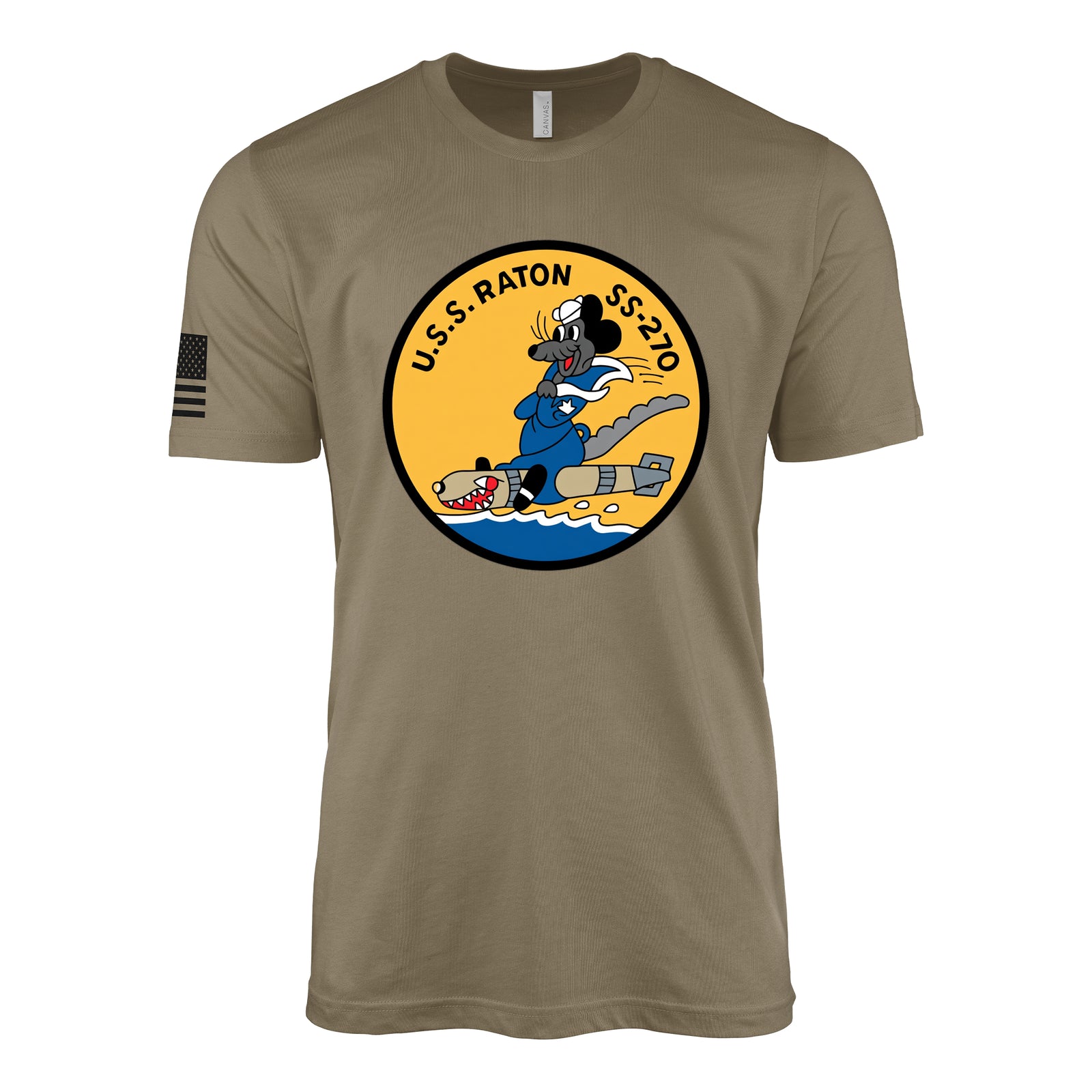 USS Raton (SS-270) Gato-Class Submarine T-Shirt - Coyote Brown