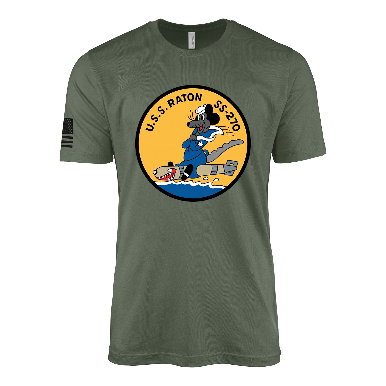 USS Raton (SS-270) Gato-Class Submarine T-Shirt - Military Green