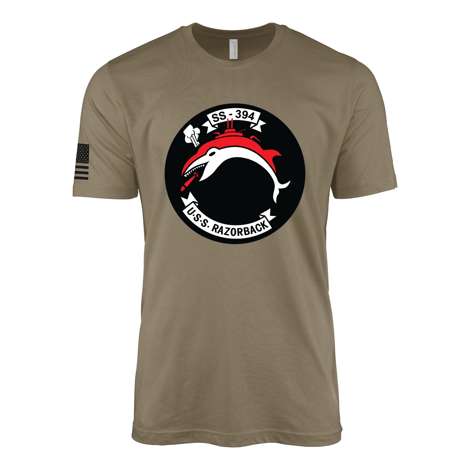 USS Razorback (SS-394) Balao-Class Submarine T-Shirt - Coyote Brown