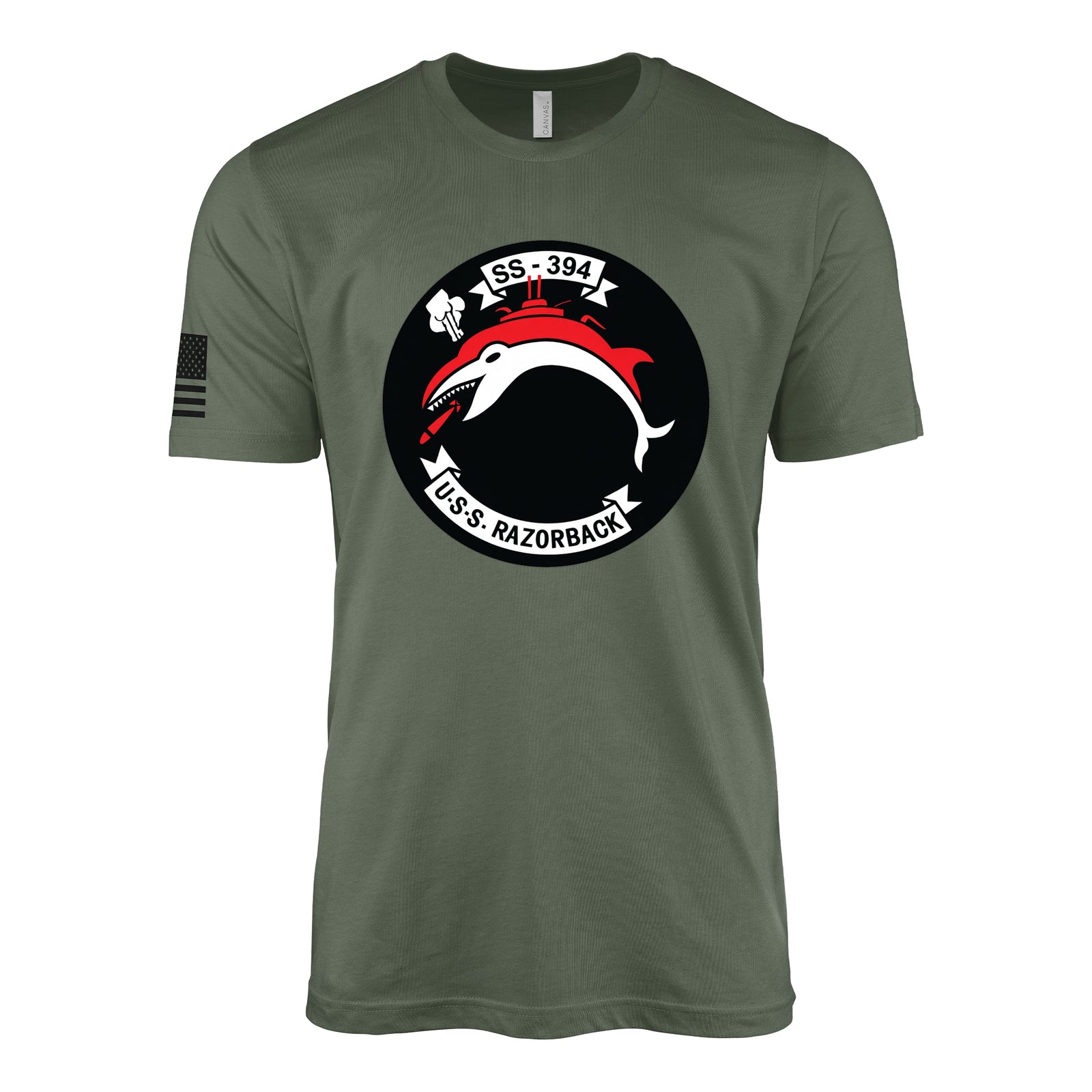 USS Razorback (SS-394) Balao-Class Submarine T-Shirt - Military Green