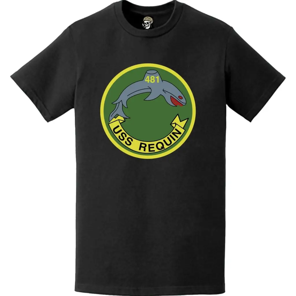 USS Requin (SS-481) Submarine Logo Emblem Crest T-Shirt Tactically Acquired   