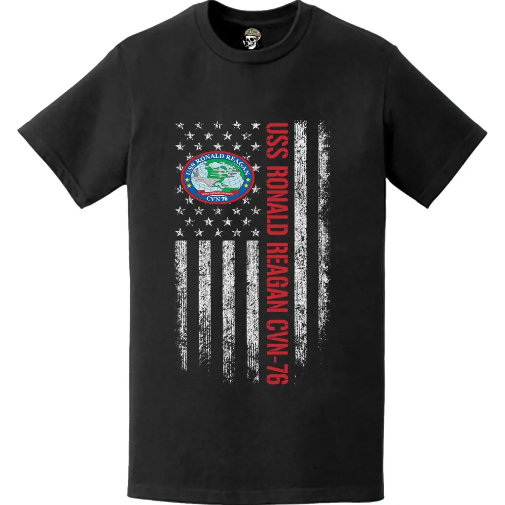 USS Ronald Reagan (CVN-76) American Flag T-Shirt Tactically Acquired   