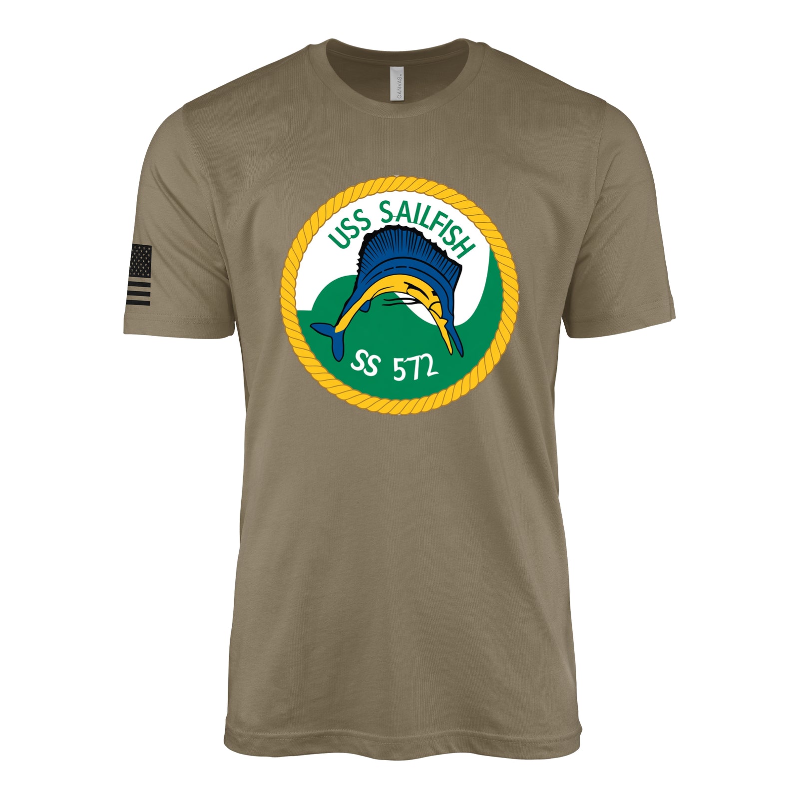 USS Sailfish (SS-572) Sailfish-Class Submarine T-Shirt - Coyote Brown