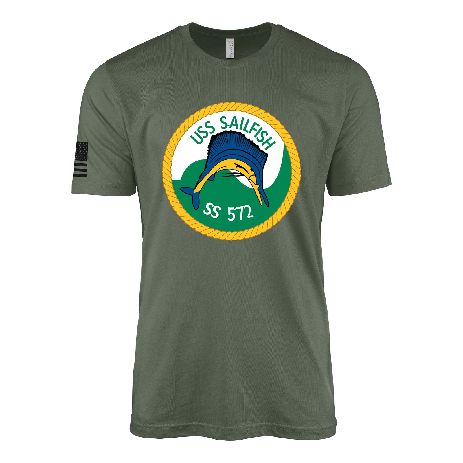 USS Sailfish (SS-572) Sailfish-Class Submarine T-Shirt - Military Green