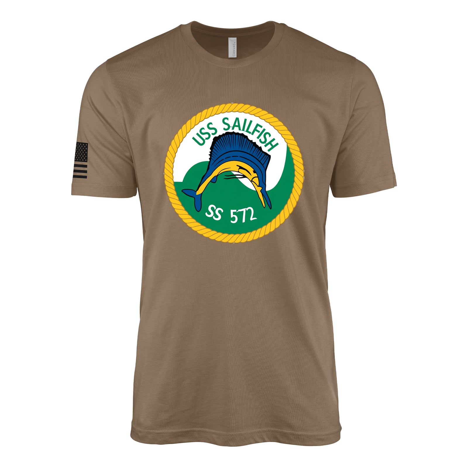 USS Sailfish (SS-572) Sailfish-Class Submarine T-Shirt - Woodland Brown