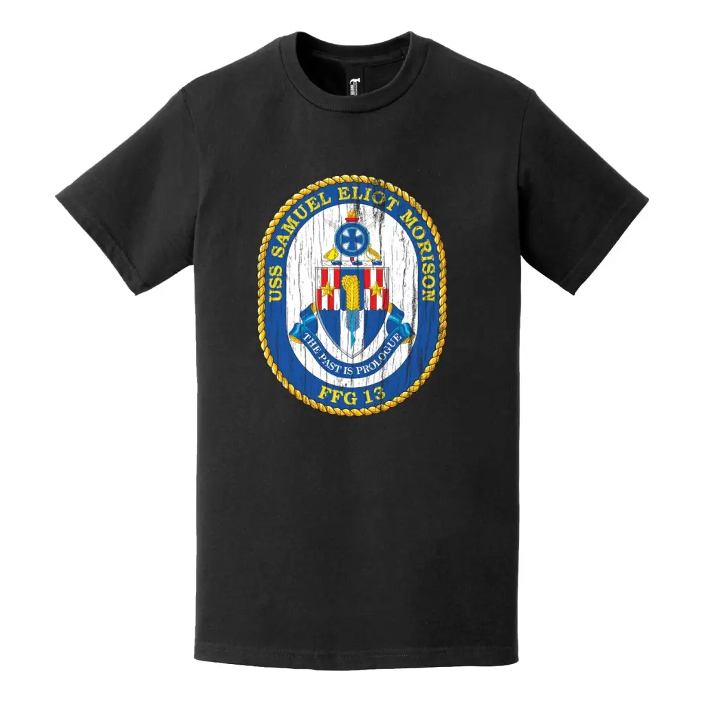 USS Samuel Eliot Morison (FFG-13) Logo Distressed T-Shirt Tactically Acquired   