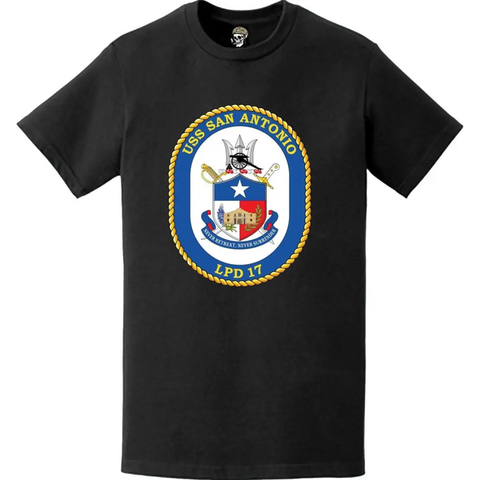 USS San Antonio (LPD-17) Ship's Crest Emblem T-Shirt Tactically Acquired   