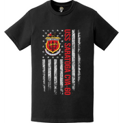 USS Saratoga (CVA-60) Patriotic Ship's Crest Logo American Flag T-Shirt Tactically Acquired   