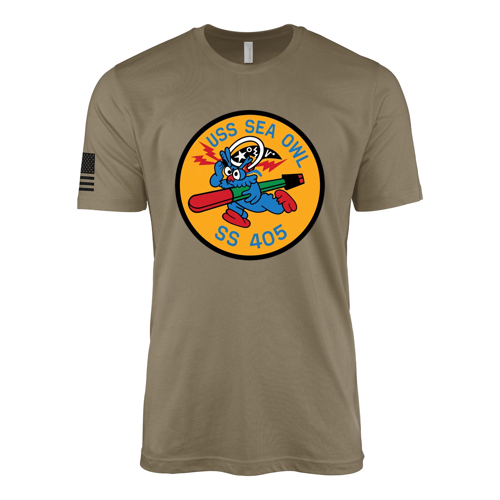 USS Sea Owl (SS-405) Tench-Class Submarine T-Shirt - Coyote Brown