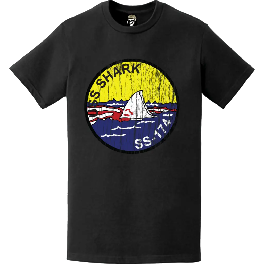 Distressed USS Shark (SS-174) Submarine Logo Emblem T-Shirt Tactically Acquired   