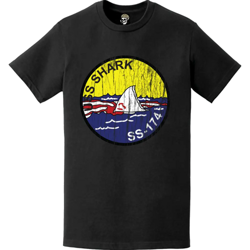 Distressed USS Shark (SS-174) Submarine Logo Emblem T-Shirt Tactically Acquired   