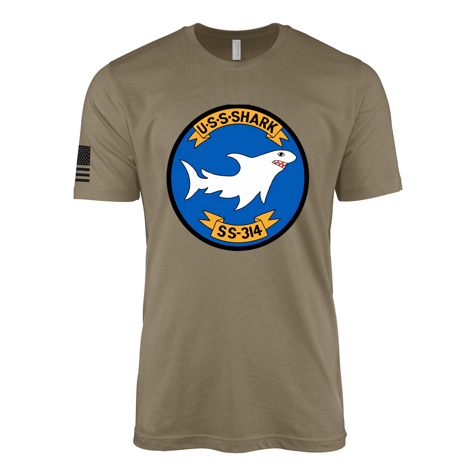 USS Shark (SS-314) Balao-Class Submarine T-Shirt - Coyote Brown