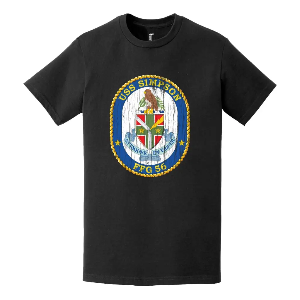 USS Simpson (FFG-56) Logo Emblem Distressed T-Shirt Tactically Acquired   