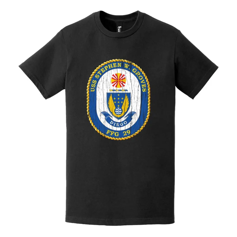 USS Stephen W. Groves (FFG-29) Logo Distressed T-Shirt