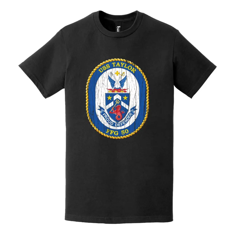 USS Taylor (FFG-50) Logo Emblem Distressed T-Shirt