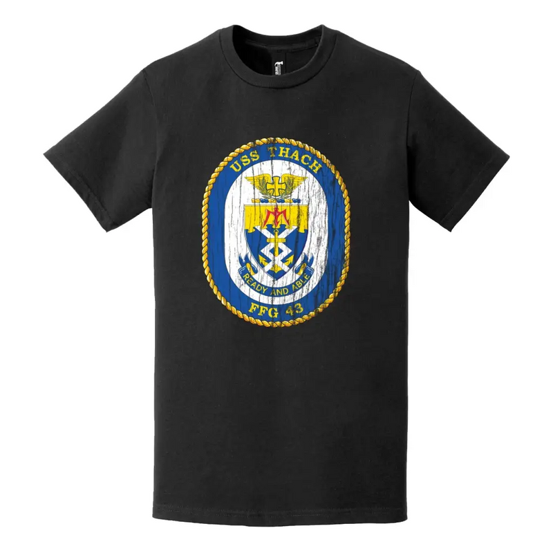 USS Thach (FFG-43) Logo Emblem Distressed T-Shirt