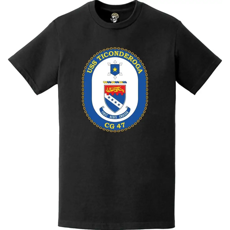 USS Ticonderoga (CG-47) Ship's Crest Logo T-Shirt