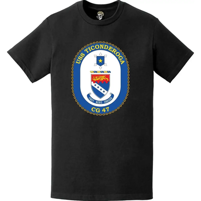 USS Ticonderoga (CG-47) Ship's Crest Logo T-Shirt Tactically Acquired   