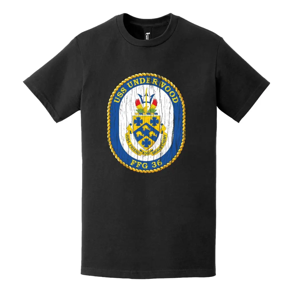 USS Underwood (FFG-36) Logo Emblem Distressed T-Shirt Tactically Acquired   