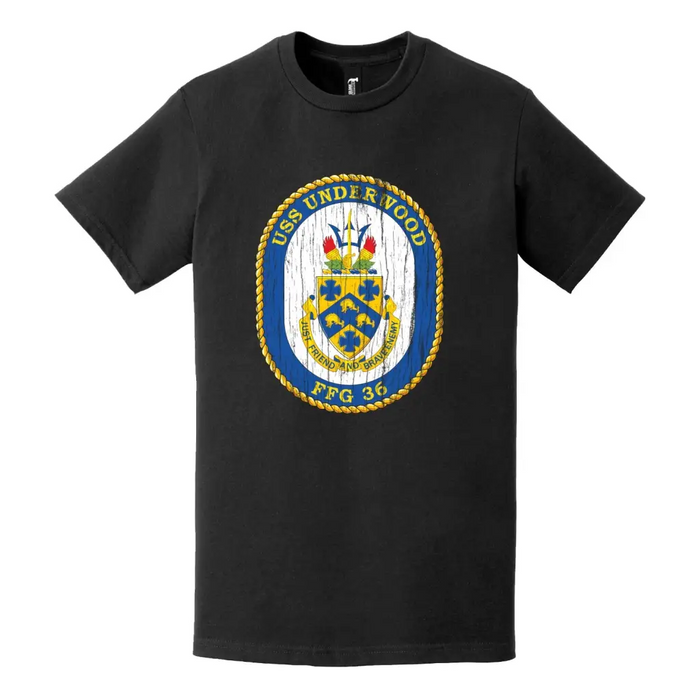 USS Underwood (FFG-36) Logo Emblem Distressed T-Shirt Tactically Acquired   