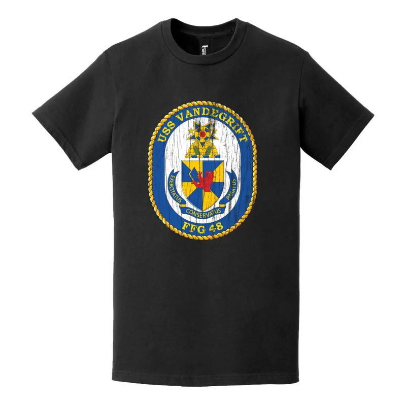 USS Vandergrift (FFG-48) Logo Emblem Distressed T-Shirt