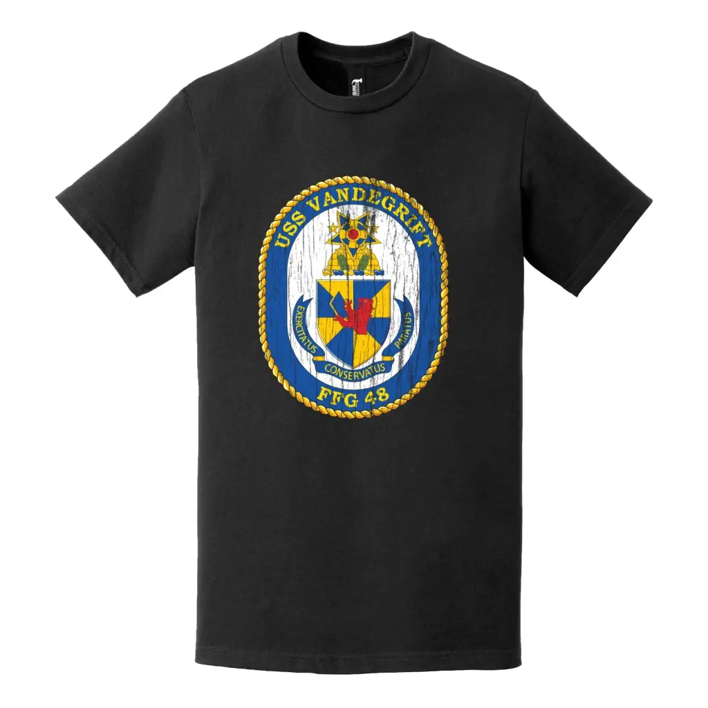 USS Vandergrift (FFG-48) Logo Emblem Distressed T-Shirt Tactically Acquired   