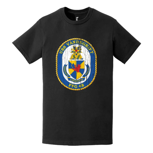 USS Vandergrift (FFG-48) Logo Emblem Distressed T-Shirt Tactically Acquired   