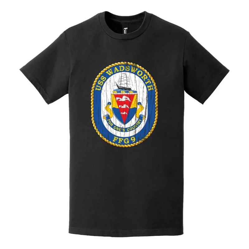 USS Wadsworth (FFG-9) Logo Emblem Distressed T-Shirt