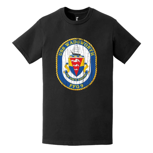 USS Wadsworth (FFG-9) Logo Emblem Distressed T-Shirt Tactically Acquired   
