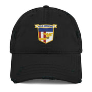 USS Wright (CVL-49) Ship's Crest Logo Embroidered Distressed Dad Hat Tactically Acquired Black  