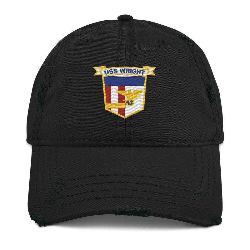 USS Wright (CVL-49) Ship's Crest Logo Embroidered Distressed Dad Hat