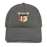 USS Wright (CVL-49) Ship's Crest Logo Embroidered Distressed Dad Hat Tactically Acquired Charcoal Grey  