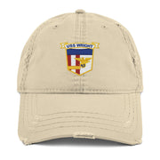 USS Wright (CVL-49) Ship's Crest Logo Embroidered Distressed Dad Hat Tactically Acquired Khaki  