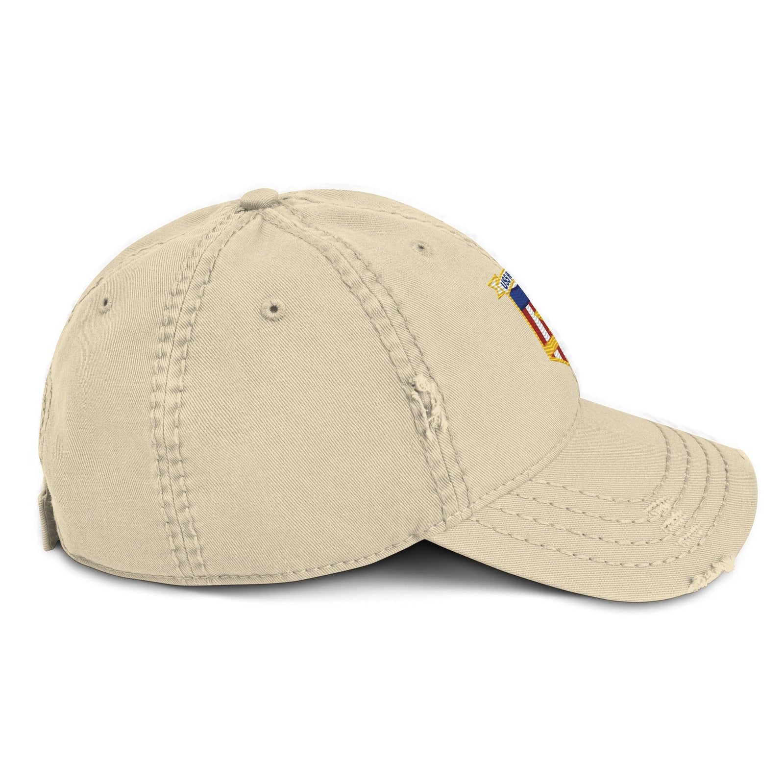USS Wright (CVL-49) Ship's Crest Logo Embroidered Distressed Dad Hat Tactically Acquired   