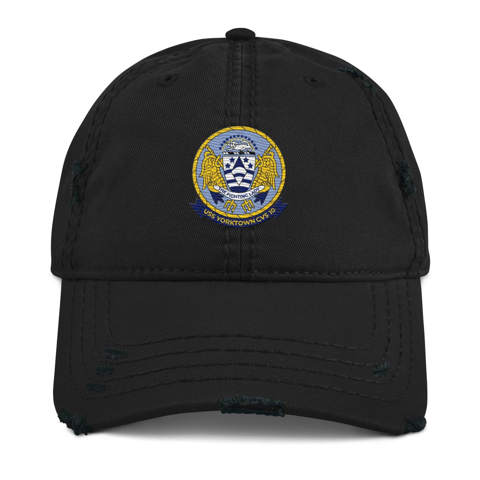 USS Yorktown (CVS-10) Embroidered Distressed Dad Hat Tactically Acquired Black  