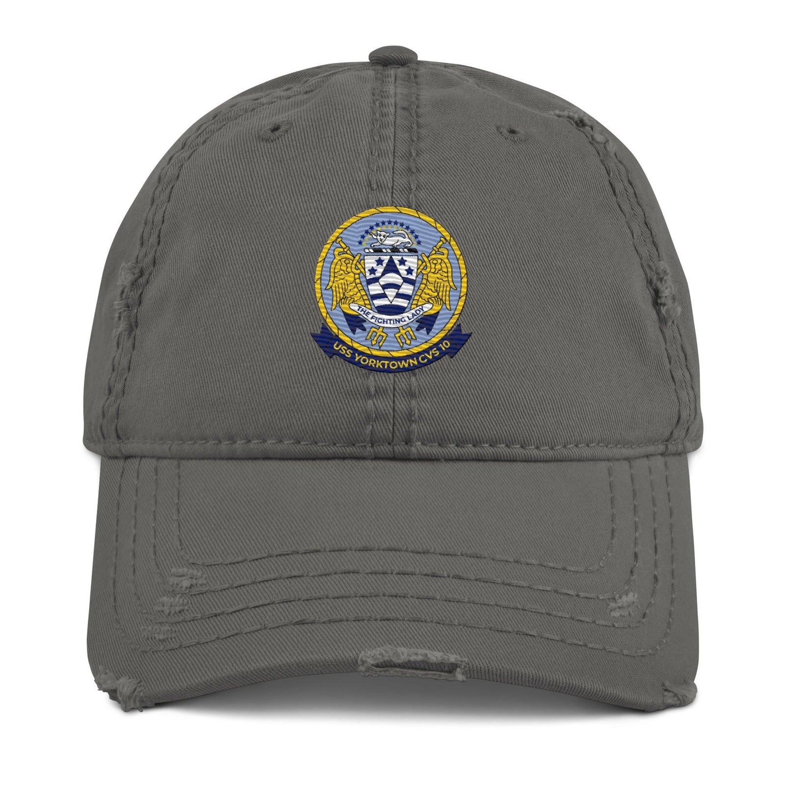 USS Yorktown (CVS-10) Embroidered Distressed Dad Hat Tactically Acquired Charcoal Grey  