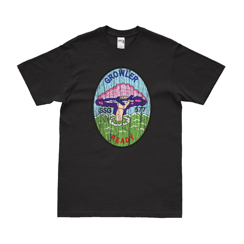 Distressed USS Growler (SSG-577) Submarine Logo T-Shirt