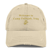 Welcome to Camp Fallujah Iraq Distressed USMC OIF Veteran Dad Hat Tactically Acquired Khaki  