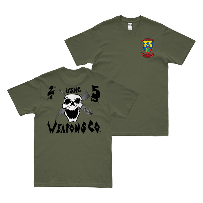Double-Sided Whiskey 2/5 Marines WPNS Co. T-Shirt Tactically Acquired Military Green Small 