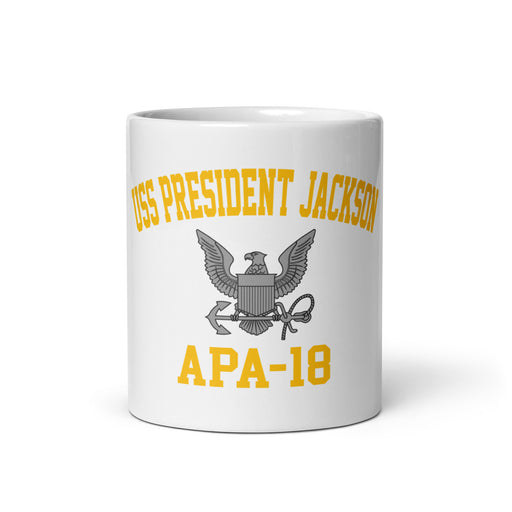 USS President Jackson (APA-18) White Coffee Mug Tactically Acquired 20 oz  