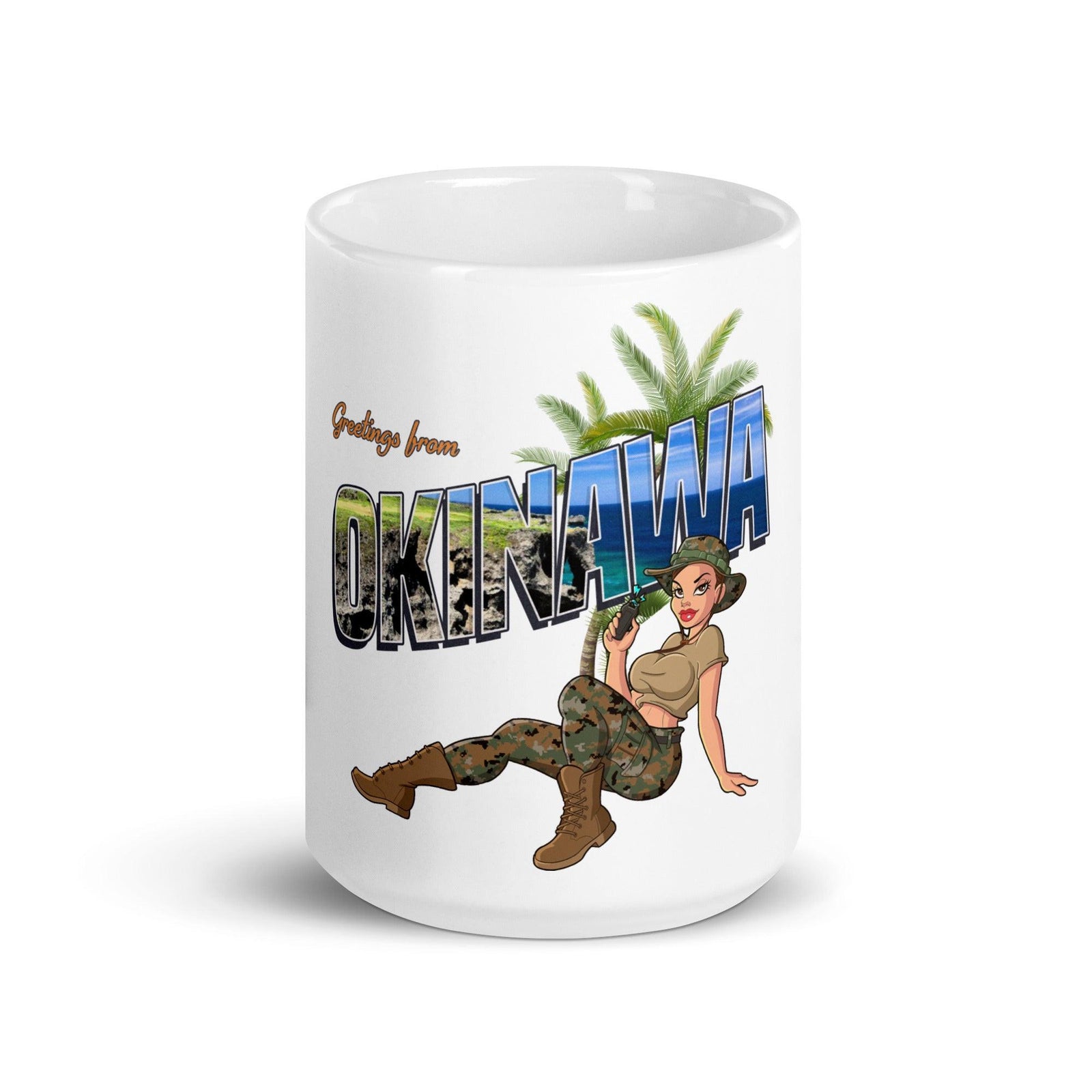 Greetings From Okinawa Pin-Up Girl Yesi Coffee Mug Tactically Acquired