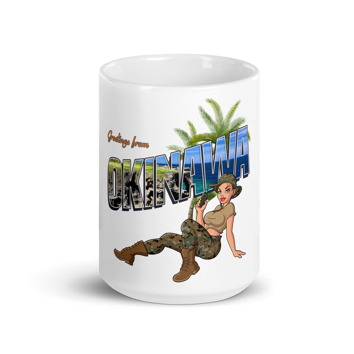 Greetings From Okinawa Pin-Up Girl Yesi Coffee Mug Tactically Acquired