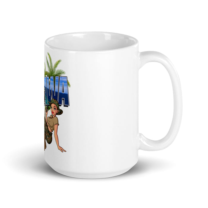 Greetings From Okinawa Pin-Up Girl Yesi Coffee Mug Tactically Acquired 15 oz