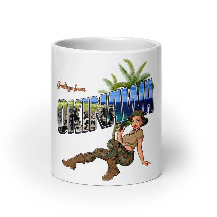 Greetings From Okinawa Pin-Up Girl Yesi Coffee Mug Tactically Acquired