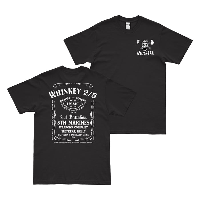 Double-Sided 2/5 Marines WPNS Co. Ramadi Whiskey Label T-Shirt Tactically Acquired Black Small 