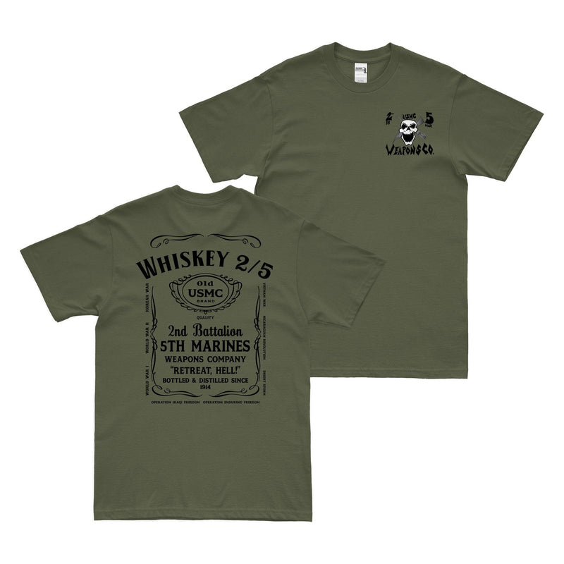 Double-Sided 2/5 Marines WPNS Co. Ramadi Whiskey Label T-Shirt