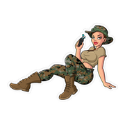 Yesi Pin-Up Girl USMC Taser Vinyl Sticker – 4" x 4" Tactically Acquired 4"x4"