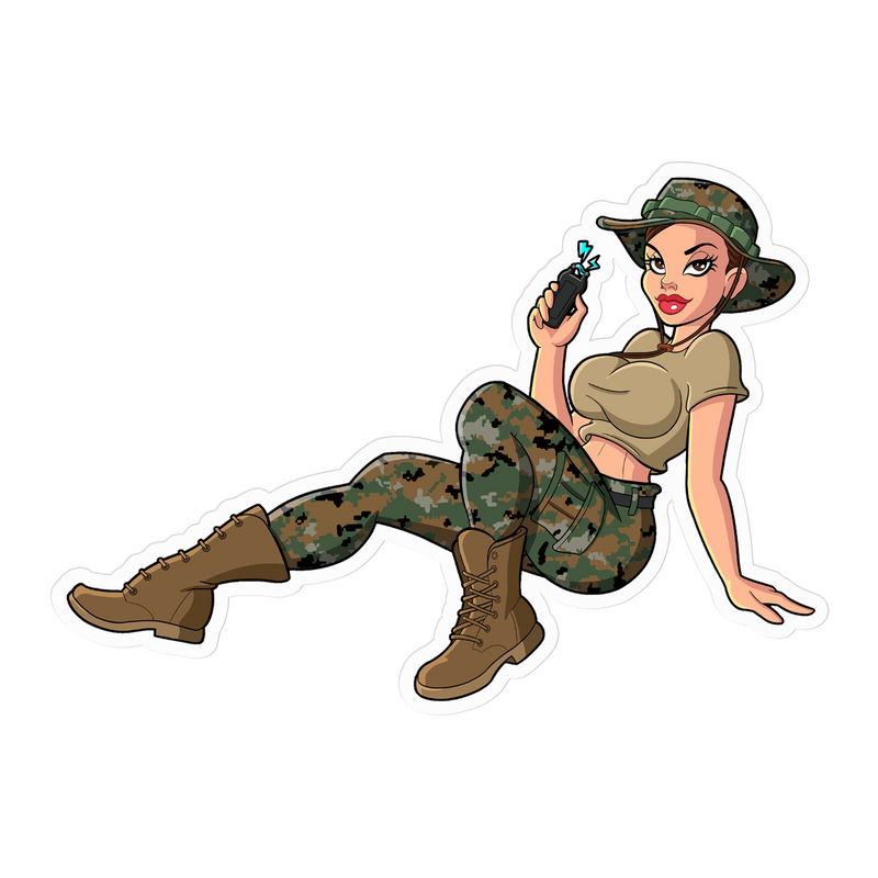 Yesi Pin-Up Girl USMC Taser Vinyl Sticker – 4" x 4"