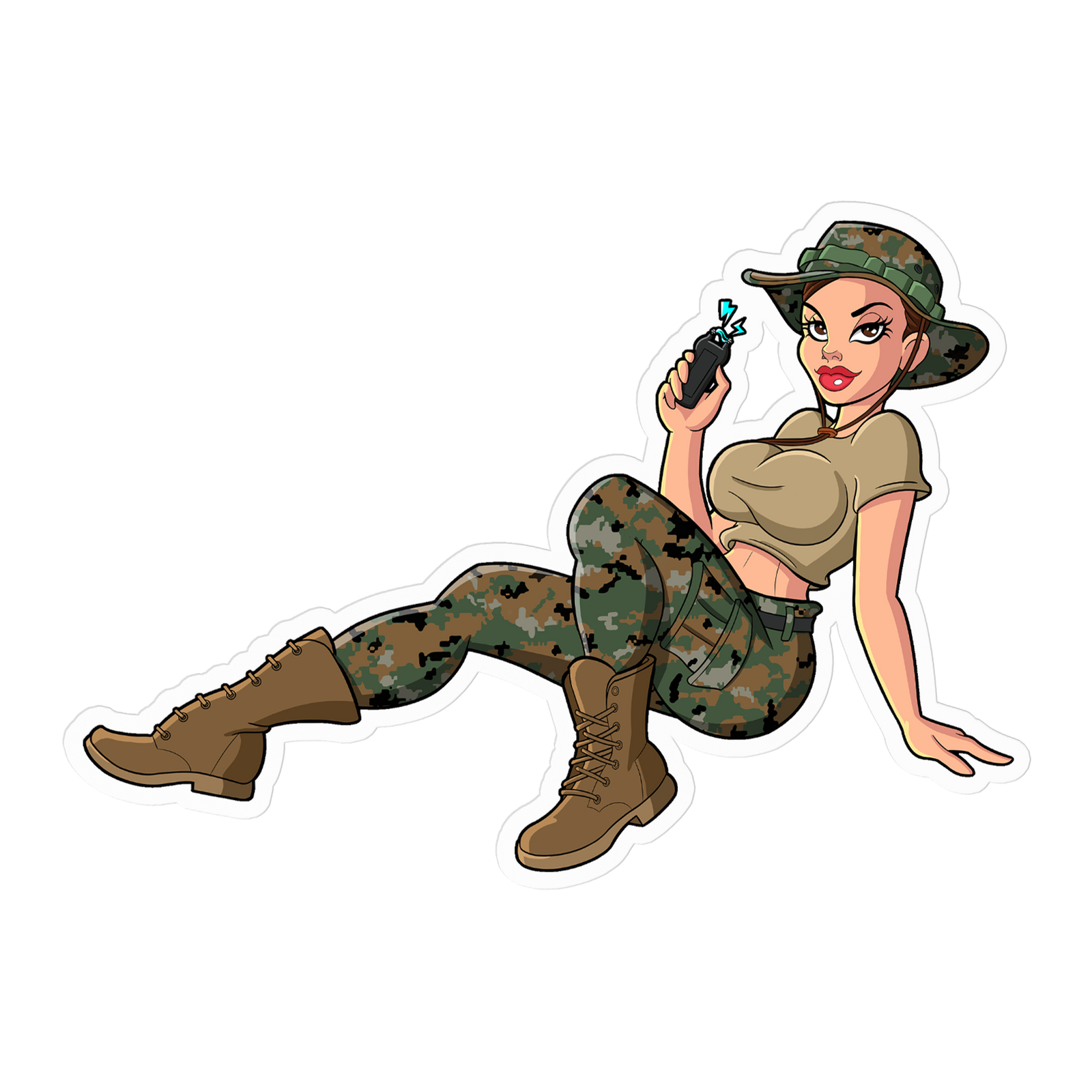 Yesi Pin-Up Girl USMC Taser Vinyl Sticker – 4" x 4" Tactically Acquired 4"x4"